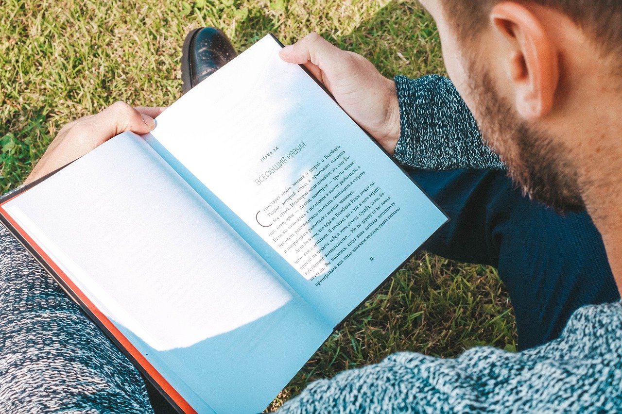 book, man, reading